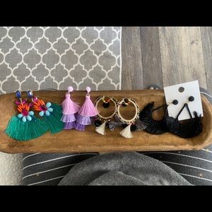 Fashion earrings. Tassel styled earrings set